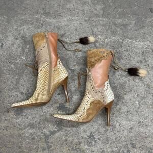 Archival El Dantes Patchwork Fur & Leather Stiletto Boots 36